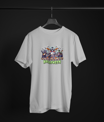 Helloween Half Sleeve Grey Round Neck T-Shirt for Men