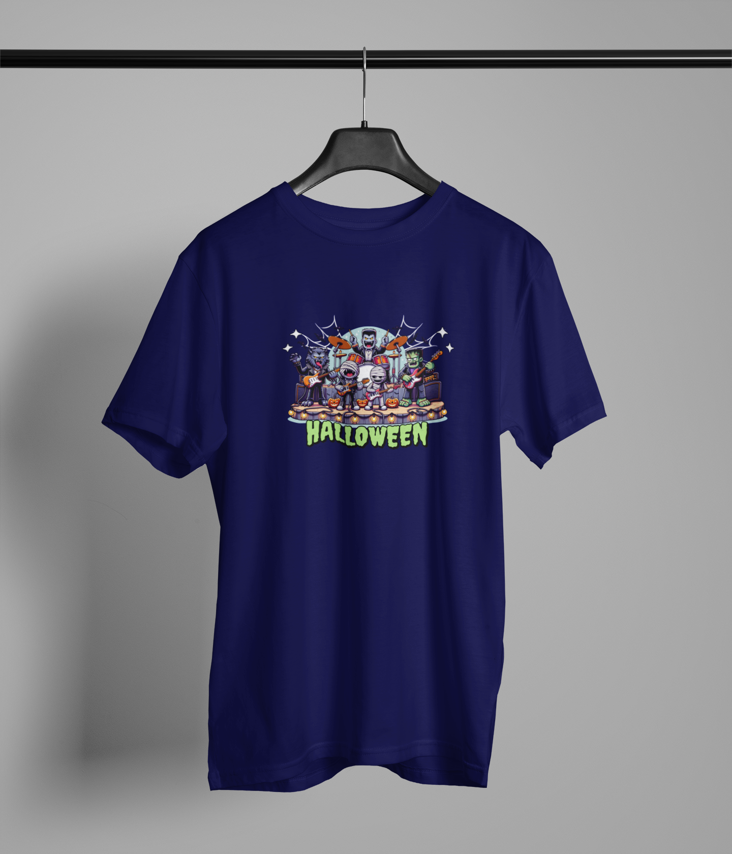 Helloween Half Sleeve Navy Blue Round Neck T-Shirt for Men