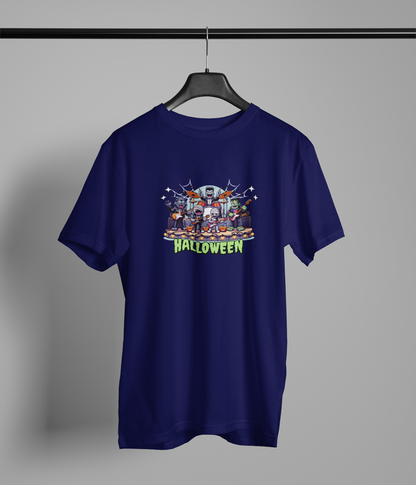 Helloween Half Sleeve Navy Blue Round Neck T-Shirt for Men