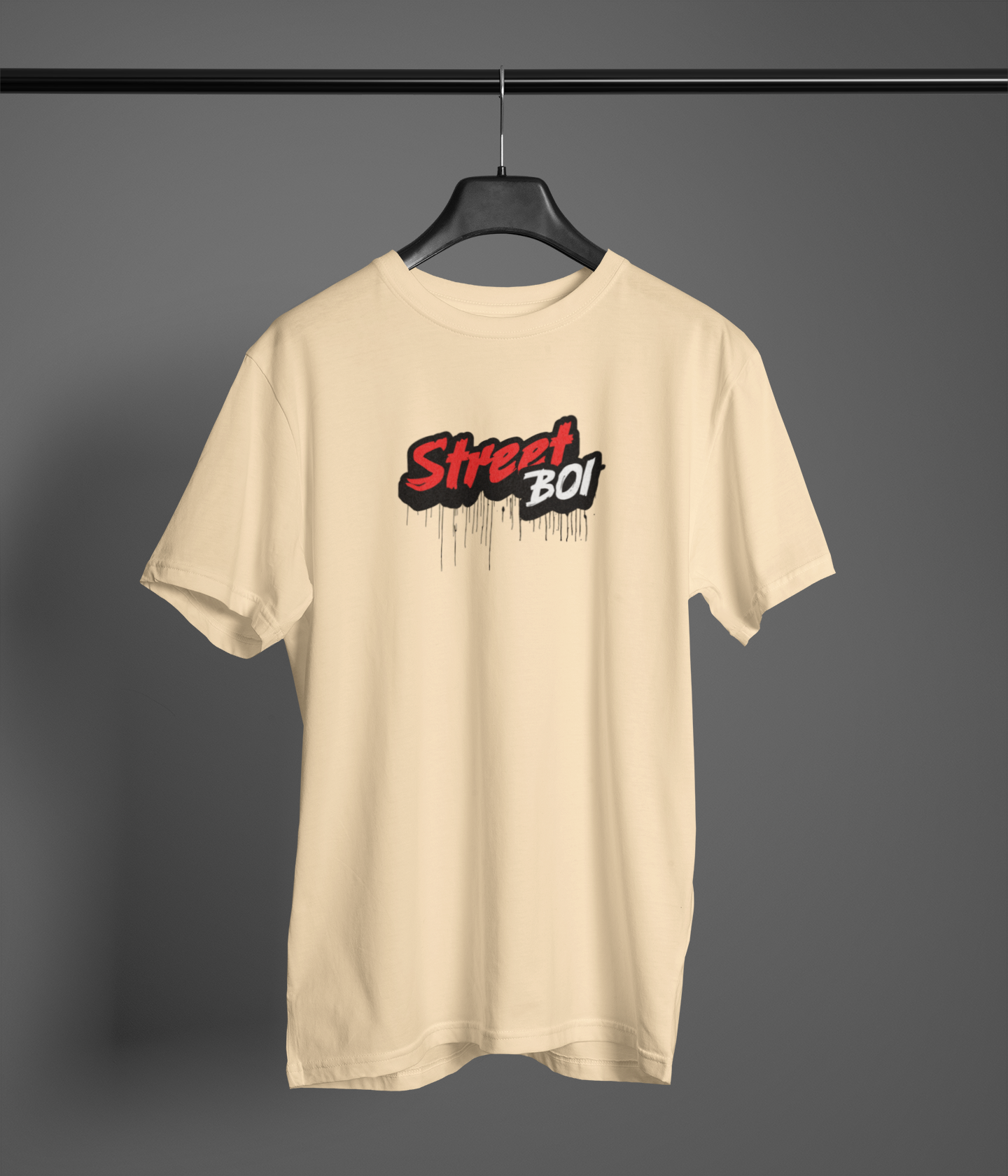 Street Boi Beige Half Sleeve Round Neck T-Shirt Daily Style
