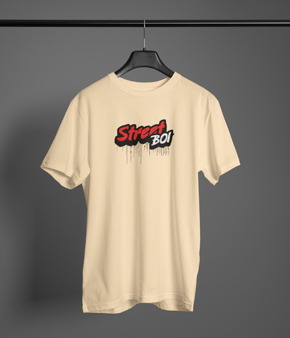 Street Boi Beige Half Sleeve Round Neck T-Shirt Daily Style