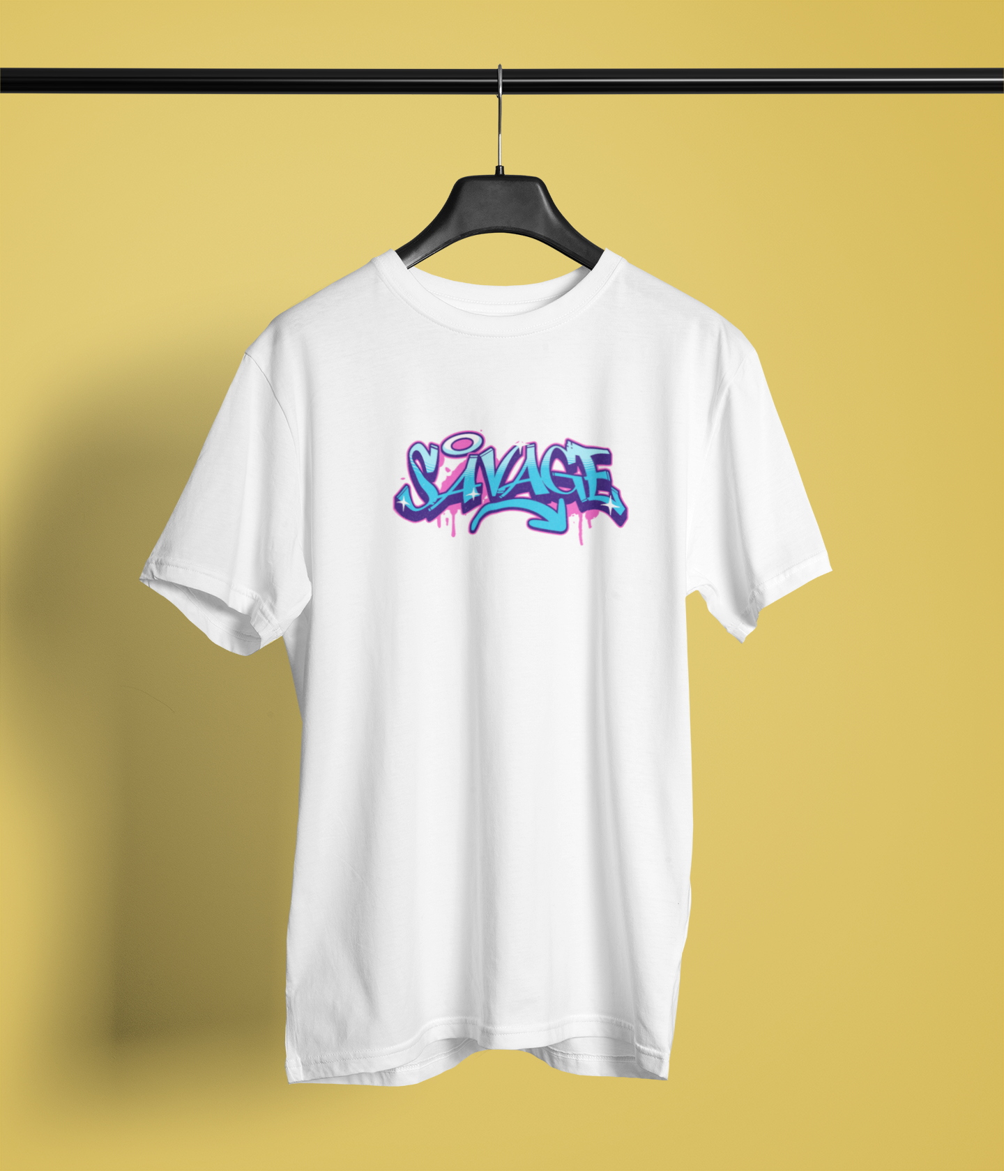 Savage Half Sleeve White Round Neck T-Shirt for Men by Hello Swanky