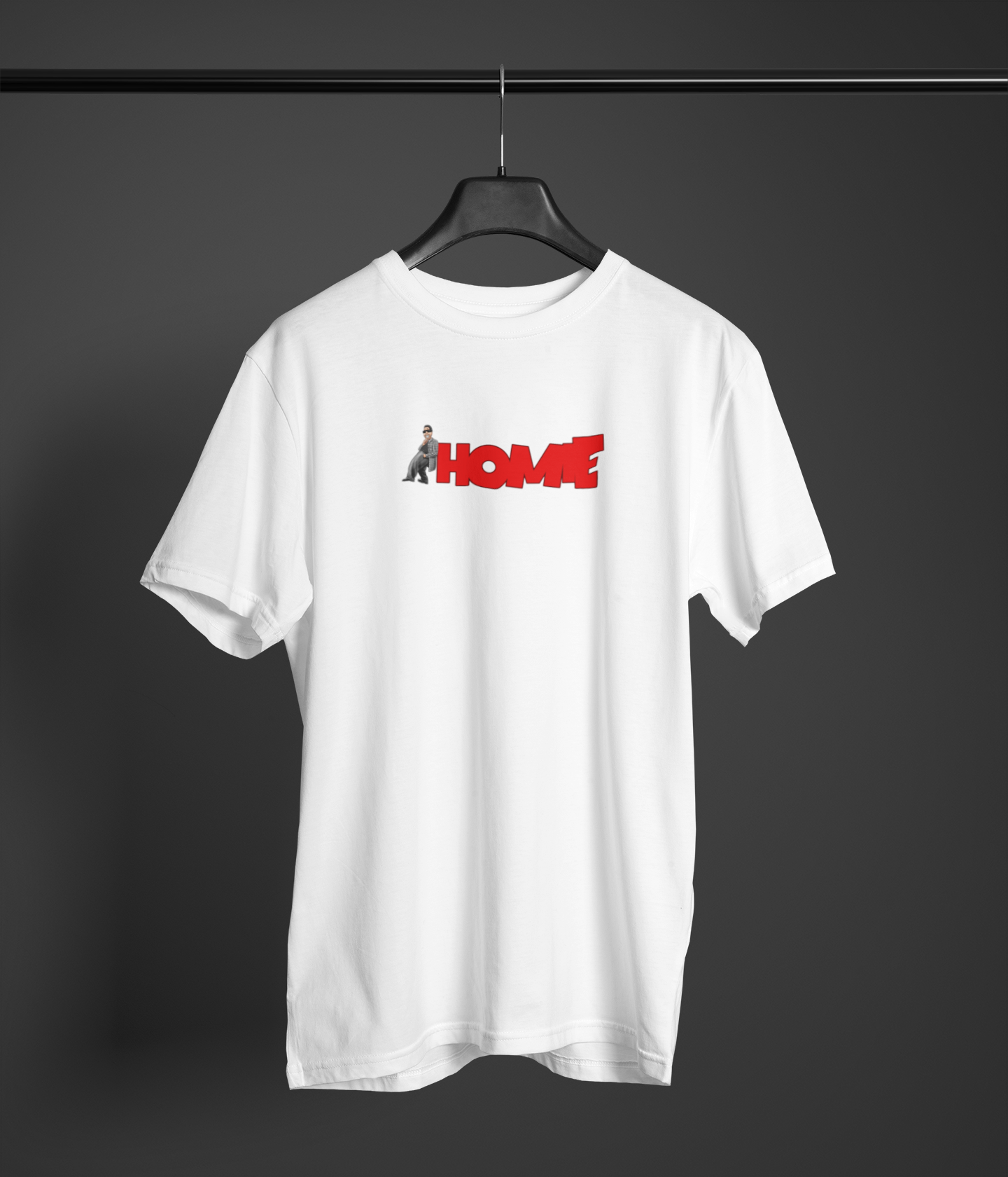 Homie Half Sleeve White Round Neck T-Shirt for Men Casual Tee