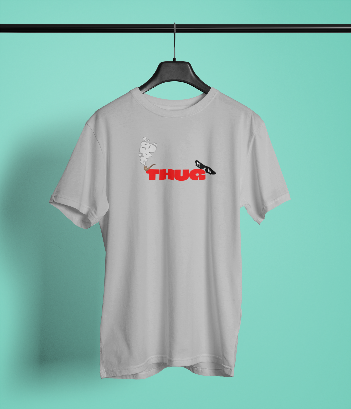 THUG Half Sleeve Grey Round Neck T-Shirt for Men Casual Streetwear