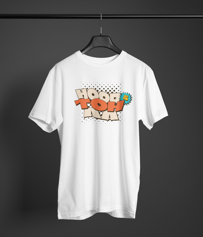 Hood me toh aa Half Sleeve White Round Neck T-Shirt for Men by Hello Swanky
