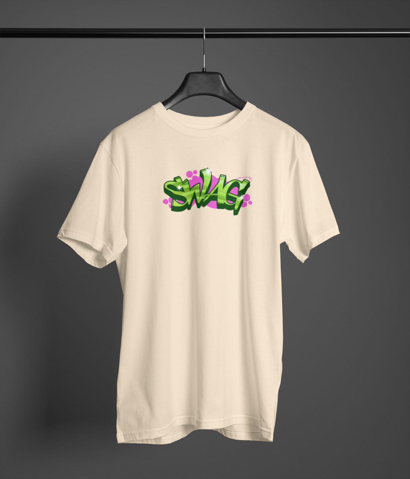 Swag Graffit Half Sleeve Beige Round Neck T-Shirt Style Tee