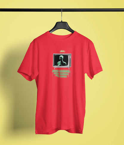 Bad Signal Half Sleeve Red Round Neck T-Shirt Comfortable