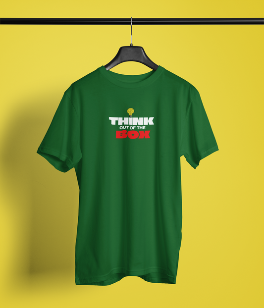 Think Box Half Sleeve Bottle Green Round Neck T-Shirt for Women by Hello Swanky