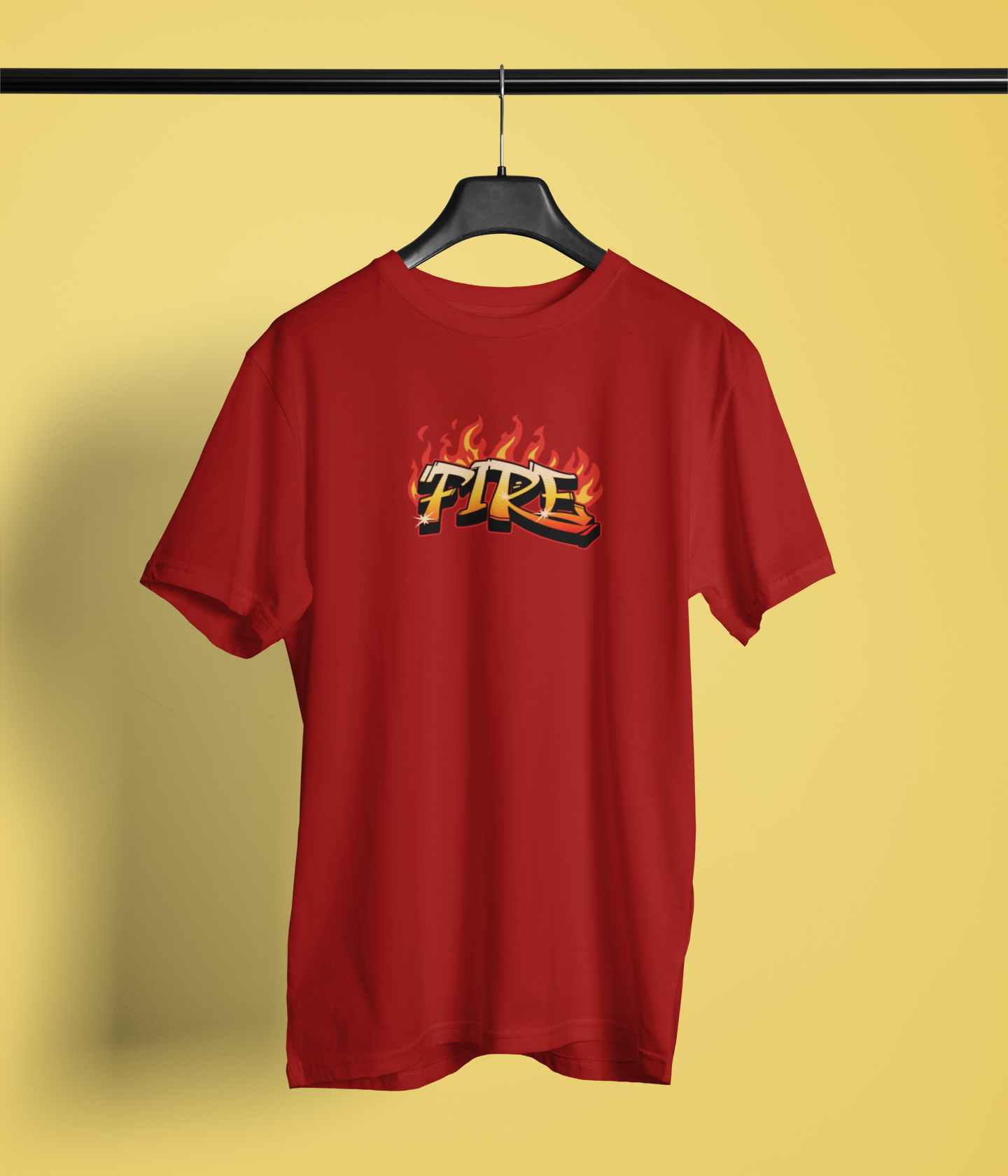 Fire Half Sleeve Maroon Round Neck T-Shirt for Men by Hello Swanky