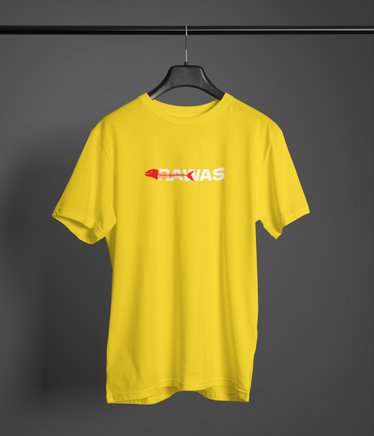Rawas Half Sleeve Yellow Round Neck T-Shirt for Men