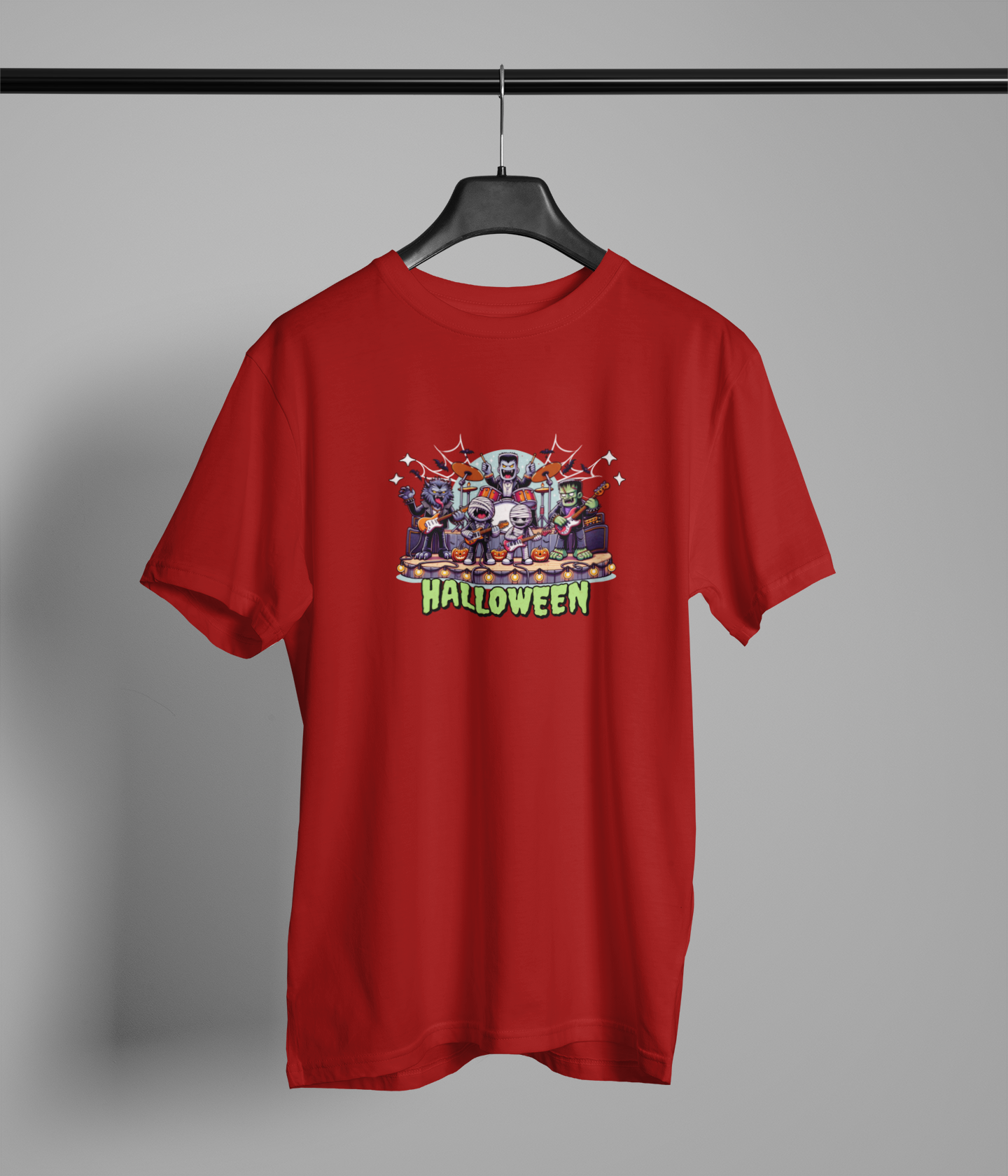 Helloween Half Sleeve Maroon Round Neck T-Shirt for Men