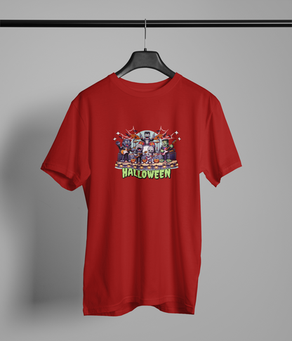 Helloween Half Sleeve Maroon Round Neck T-Shirt for Men
