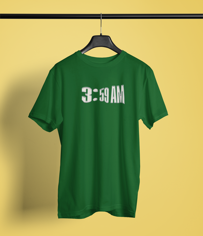 3.59AM Half Sleeve Bottle Green Round Neck T-Shirt for Men