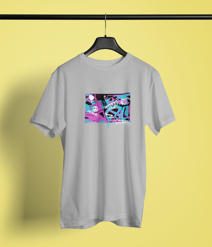 Street Art Half Sleeve Grey Round Neck T-Shirt Casual Tees