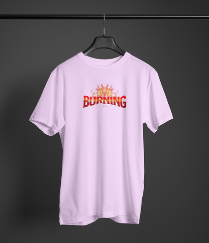 Burning Half Sleeve Lavender Round Neck T-Shirt Stylish Wear