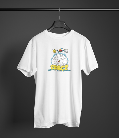 Space Correct Decision Half Sleeve White Round Neck T-Shirt for Men