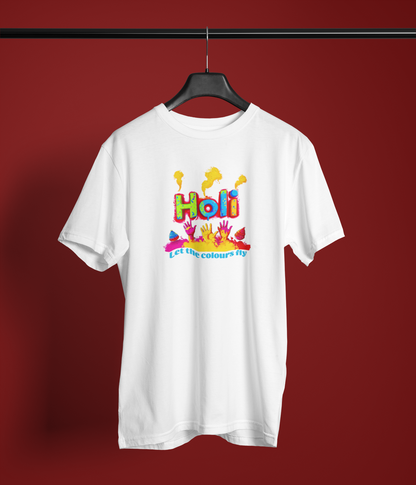 Holi Print Unisex Round Neck T-Shirt by Hello Swanky