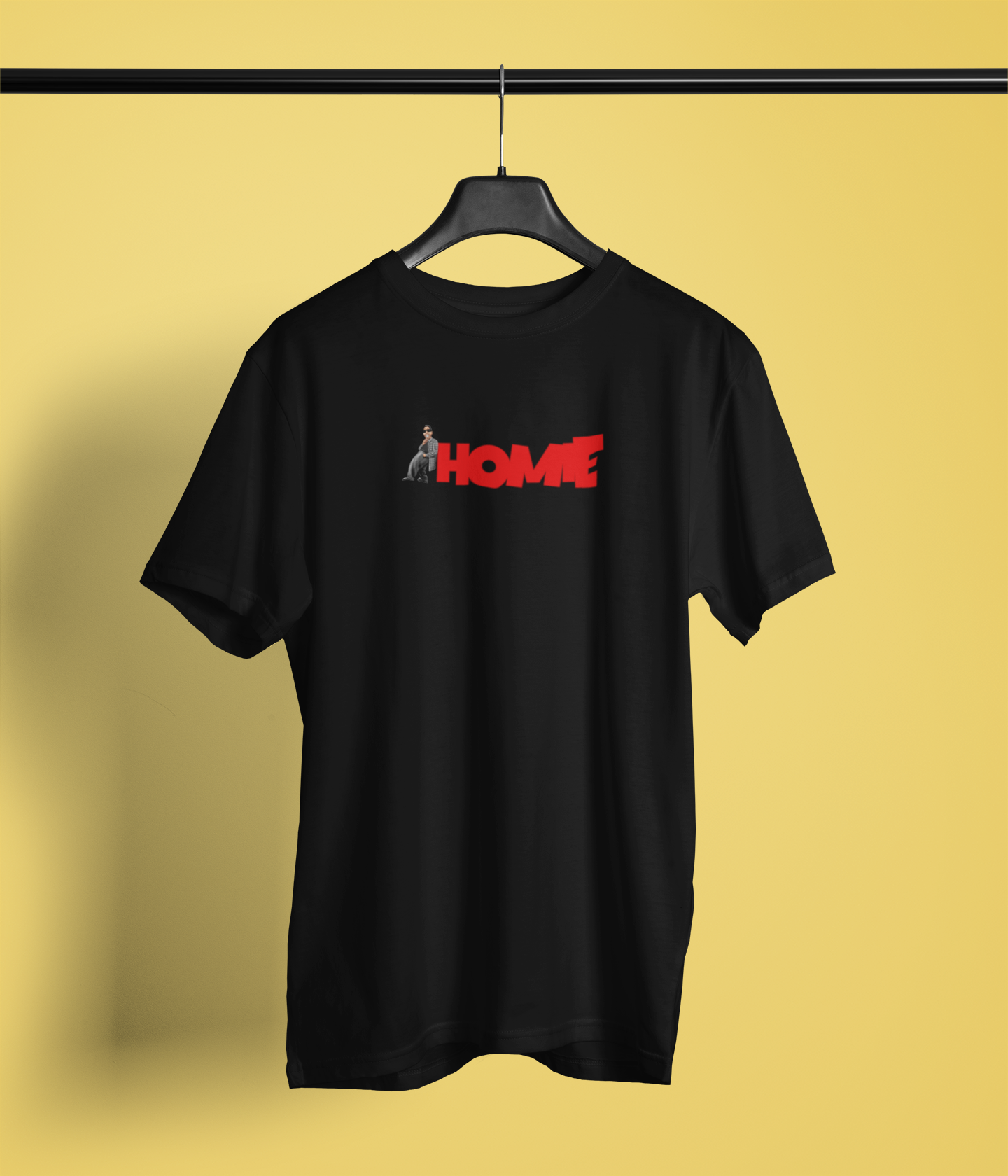 Homie Half Sleeve Black Round Neck T-Shirt for Men Casual Tee
