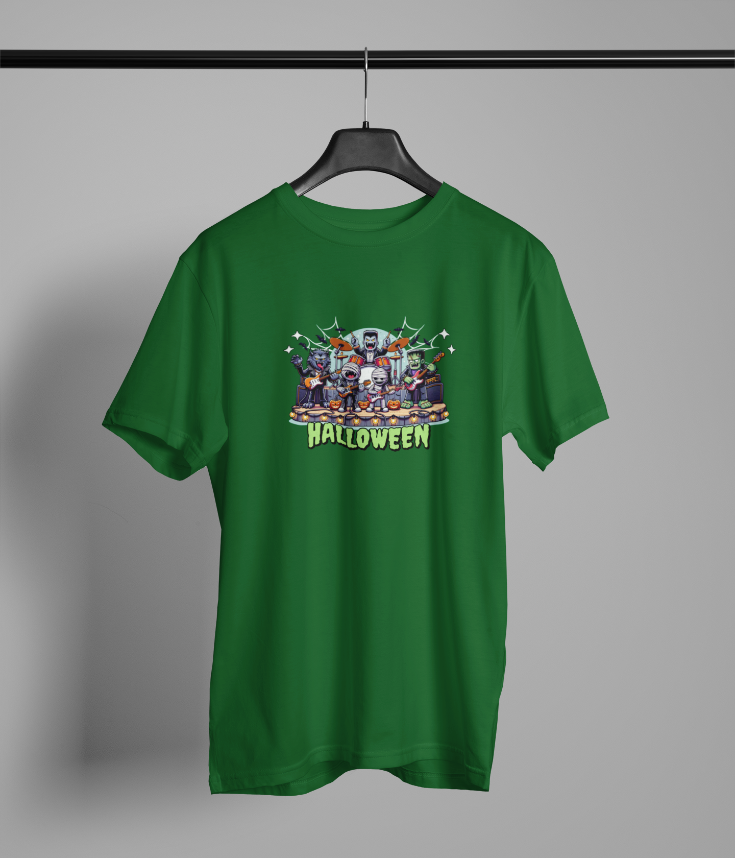 Helloween Half Sleeve Bottle Green Round Neck T-Shirt for Men