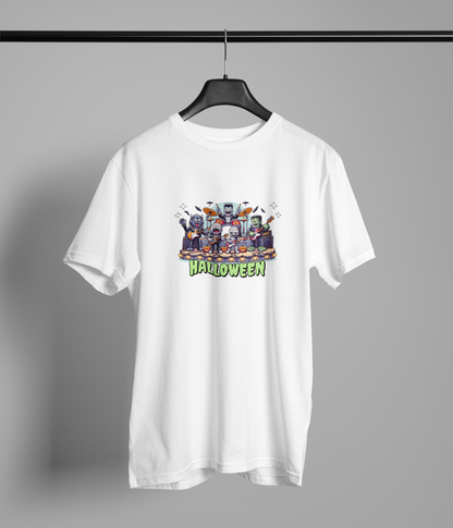 Helloween Half Sleeve White Round Neck T-Shirt for Men