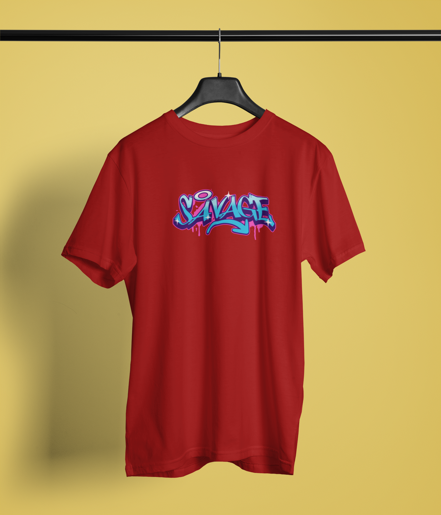 Savage Half Sleeve Maroon Round Neck T-Shirt for Men Bold Style