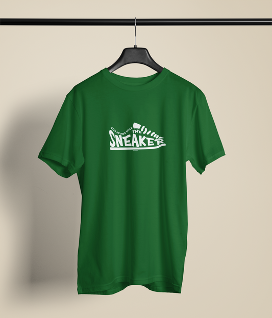 The Sneaker Half Sleeve Bottle Green Round Neck T-Shirt for Men by Hello Swanky