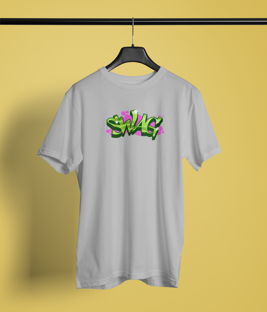Swag Graffit Half Sleeve Grey Round Neck T-Shirt Style Tee