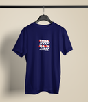 One Step at a Time Half Sleeve Navy Blue Round Neck T-Shirt for Men by Hello Swanky
