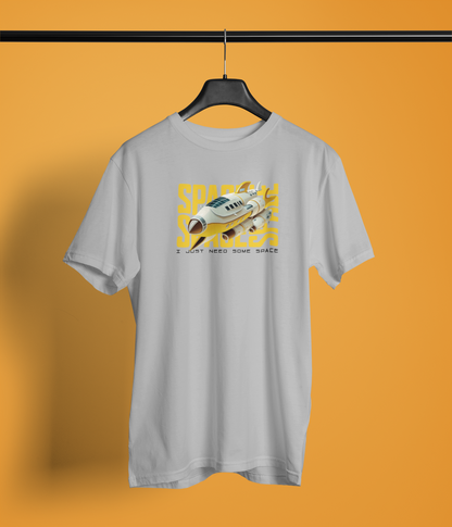 Just Need Some Space Half Sleeve Grey Round Neck T-Shirt | Bold Design