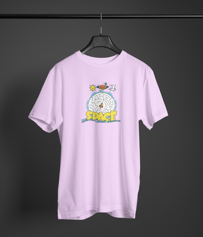 Space Correct Decision Half Sleeve Lavender Round Neck T-Shirt for Men