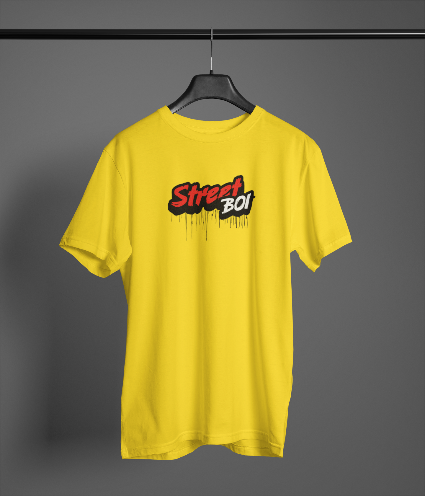Street Boi Half Sleeve Yellow Round Neck T-Shirt for Men Hello Swanky