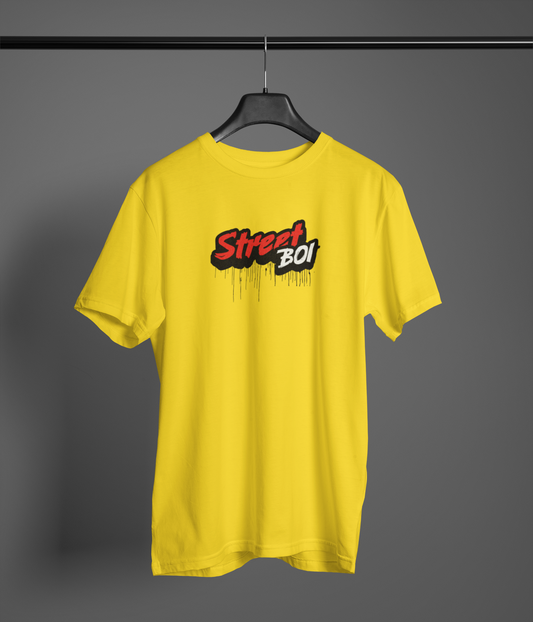 Street Boi Yellow Half Sleeve Round Neck T-Shirt Daily Style
