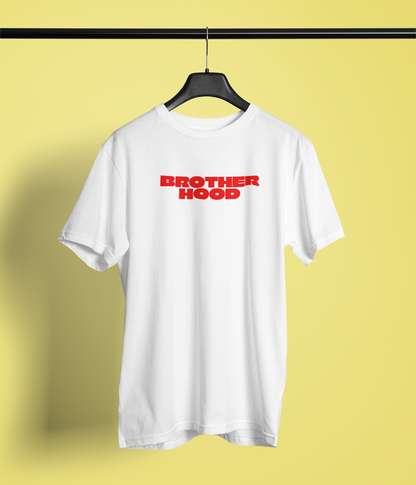 Brother Hood Half Sleeve White Round Neck T-Shirt
