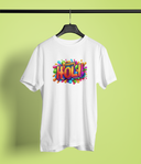 Happy Holi Half Sleeve White Round Neck T-Shirt for Women by Hello Swanky