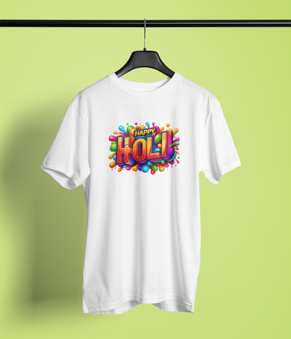 Happy Holi Round Neck Unisex T-Shirt  Colorful Festive Wear