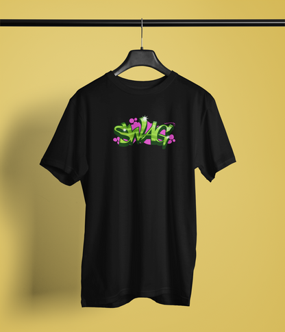 Swag Graffit Half Sleeve Black Round Neck T-Shirt Style Tee