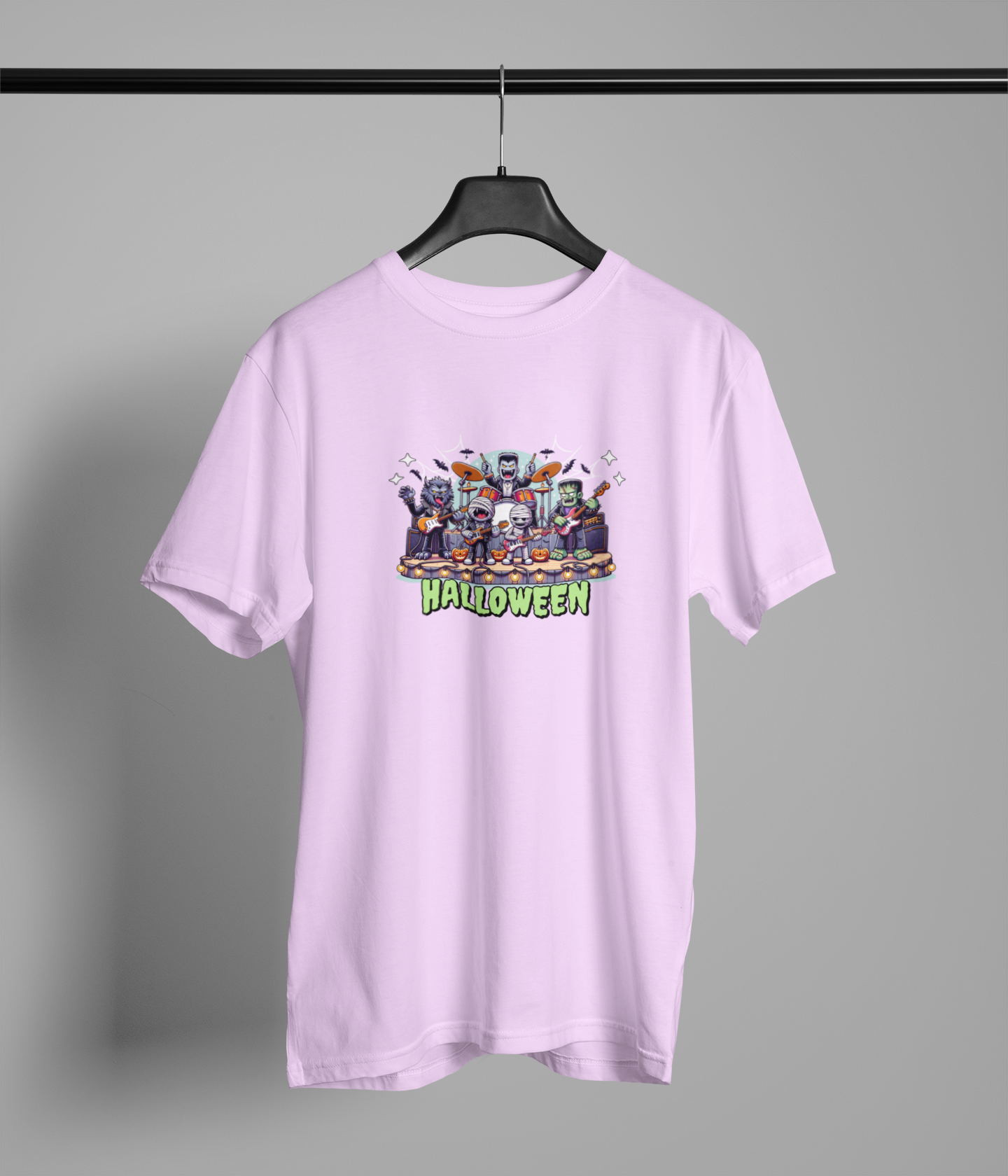 Helloween Half Sleeve Lavender Round Neck T-Shirt for Men