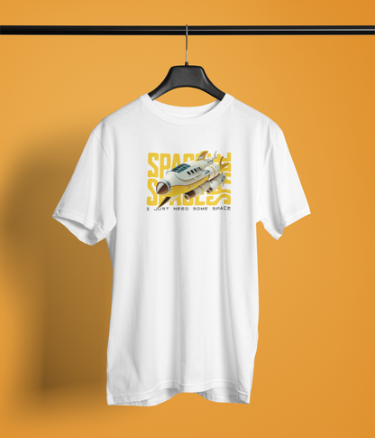 Just Need Some Space Half Sleeve White Round Neck T-Shirt | Bold Design