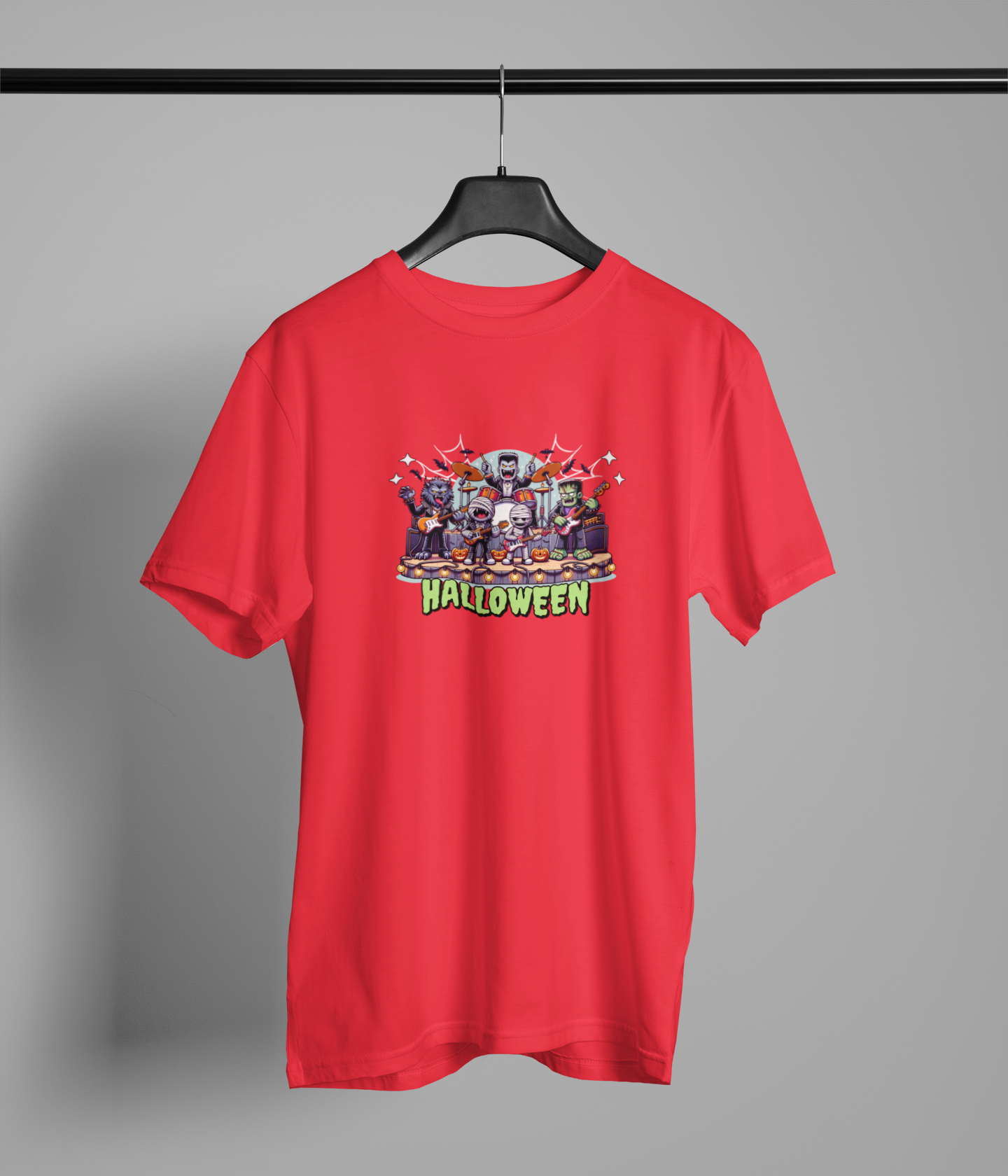 Helloween Half Sleeve Red Round Neck T-Shirt for Men