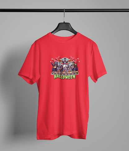 Helloween Half Sleeve Red Round Neck T-Shirt for Men