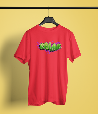 Relax Half Sleeve Red  Round Neck T-Shirt for Comfort