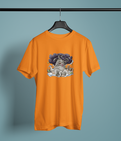 Kingbaum Half Sleeve Orange Round Neck T-Shirt for Women