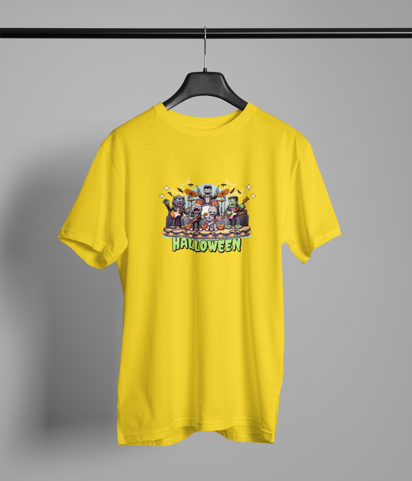 Helloween Half Sleeve Yellow Round Neck T-Shirt for Men