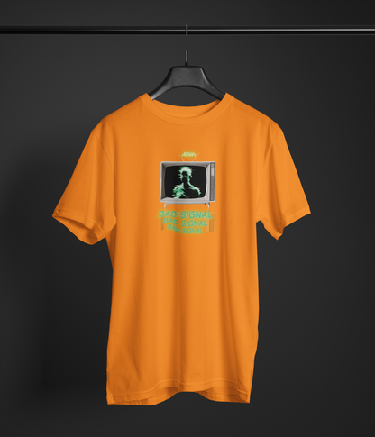 Bad Signal Half Sleeve Orange Round Neck T-Shirt Comfortable