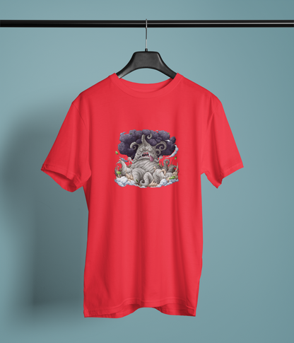 Kingbaum Half Sleeve Red Round Neck T-Shirt for Women