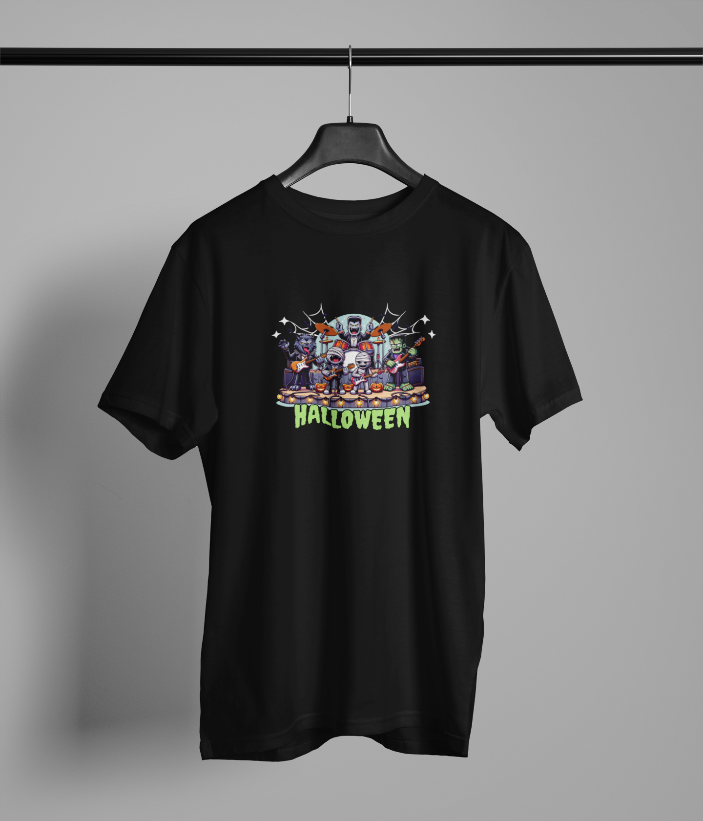 Helloween Half Sleeve Black Round Neck T-Shirt for Men