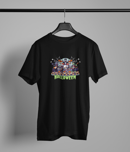 Helloween Half Sleeve Black Round Neck T-Shirt for Men