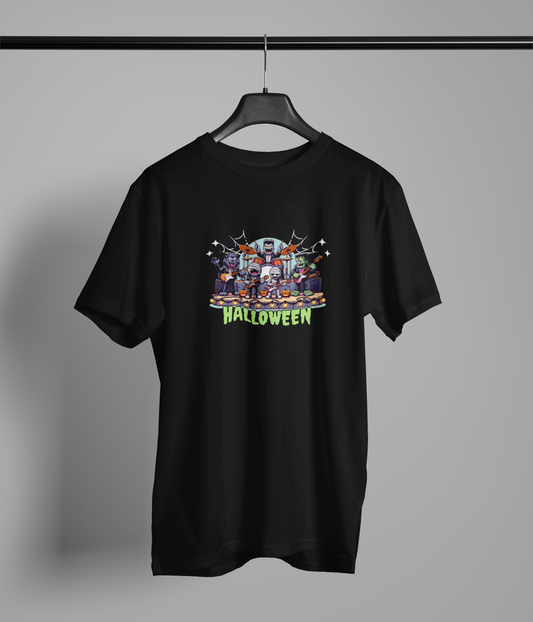 Helloween Half Sleeve Black Round Neck T-Shirt for Men