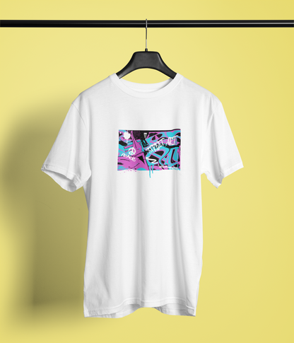 Street Art Half Sleeve White Round Neck T-Shirt Casual Tees