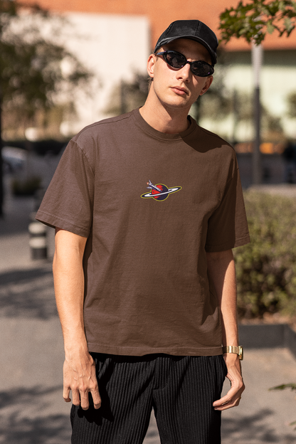 Galactic horizons unisex brown oversized t-shirt - s